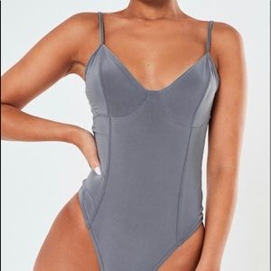NEW WITH TAGS Charcoal spaghetti strap bodysuit